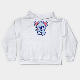 Cute Koala Eating Leaf Kids Hoodie